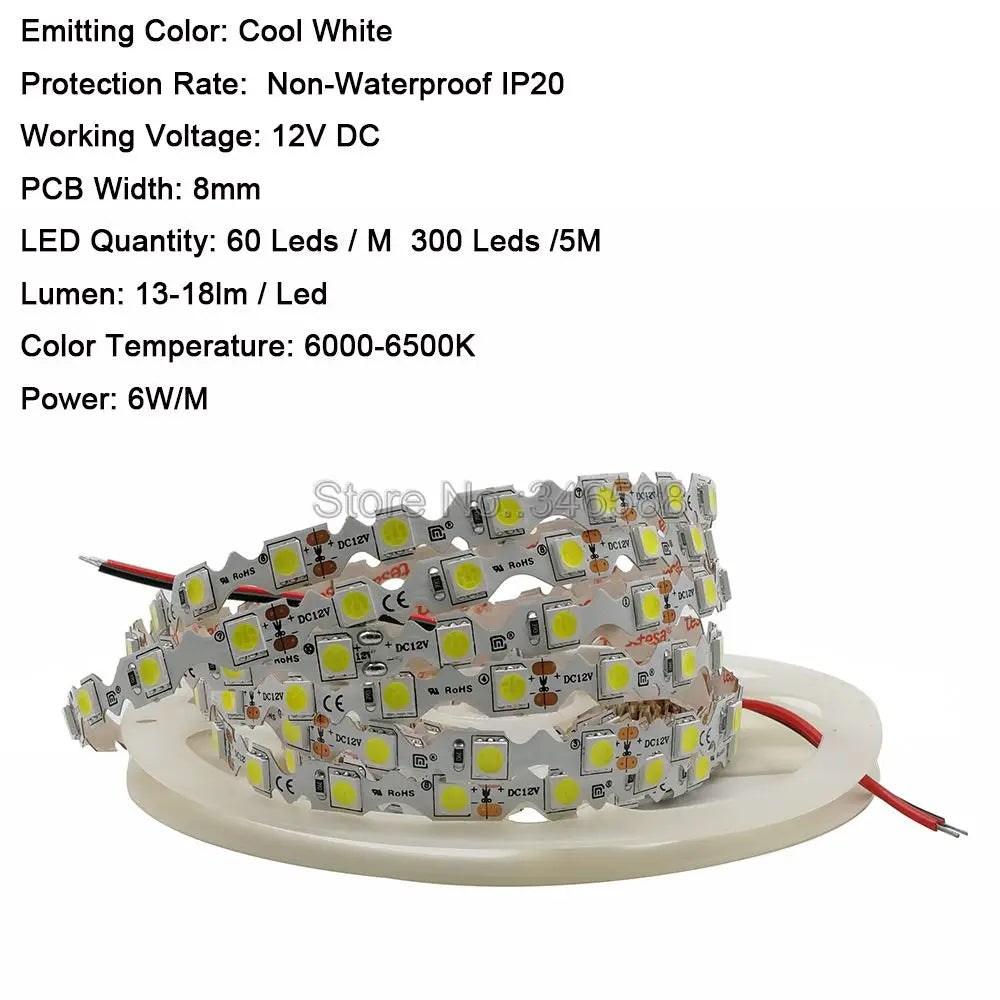 ruban led flexible blanc smd 12v 24v rgb warm white 5m 60leds/m carrés lumineux