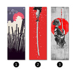 toile d'art ukiyo samouraï contemporain illustration noir blanc rouge gris cadre bois