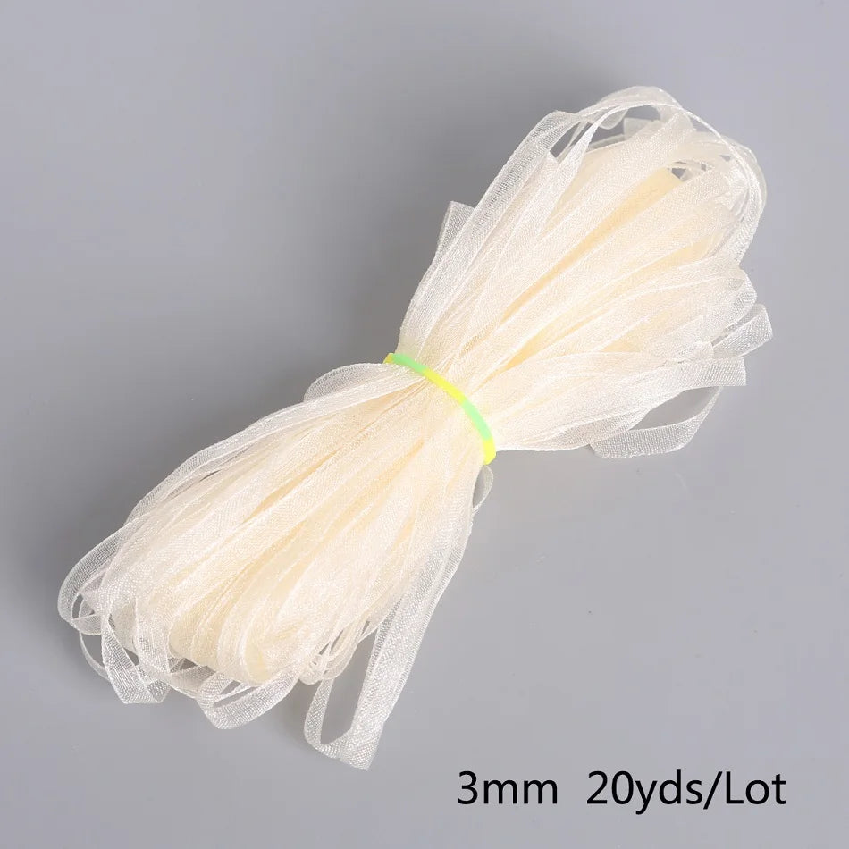 rubans organza polyester 20yards 3mm couleur unie moderne diy craft mariage decoration bleu rouge