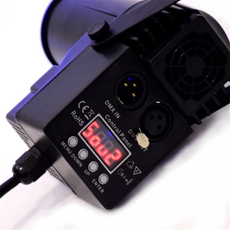 projecteur scène noir moderne dmx controle affichage numerique cabled alimentation tringle fixe effets lumineux