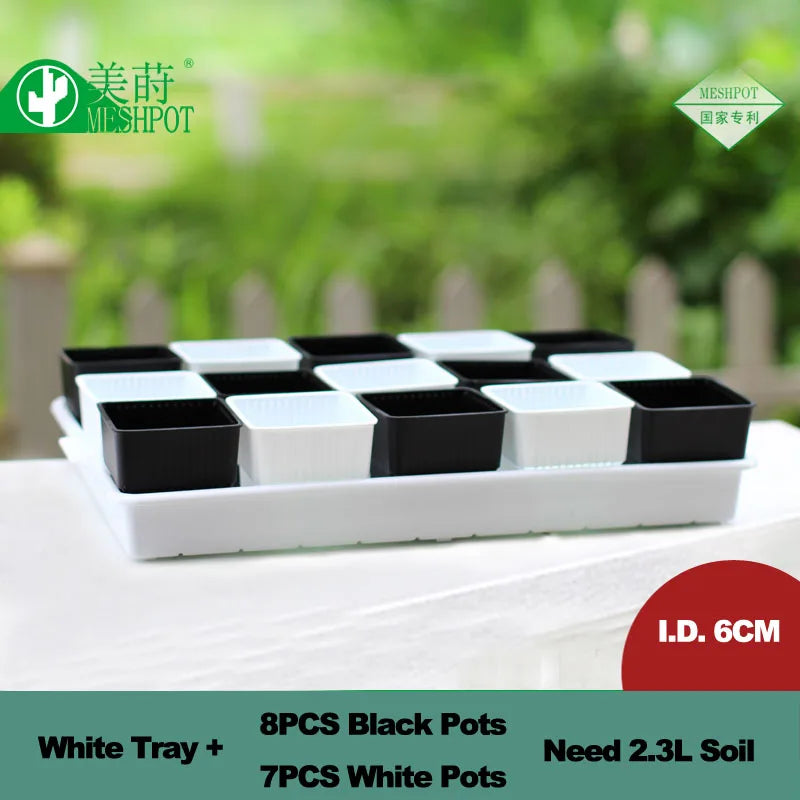 Bacs pépinière modernes pots 6cm blancs poignées ridés plantes intérieuresDecorationMaison