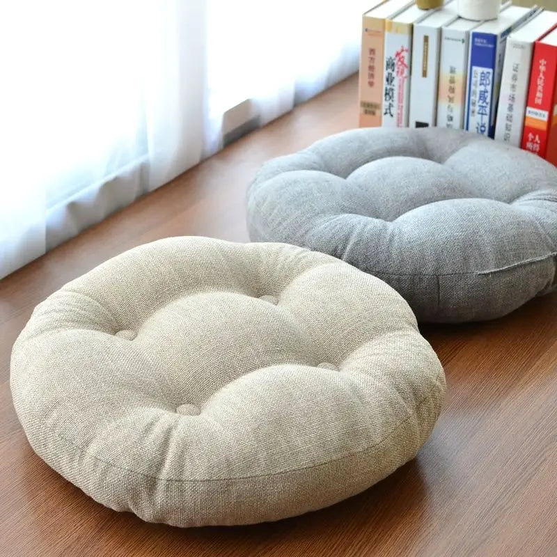 coussin siège rond tissu lin gris beige chaise balcon moderne