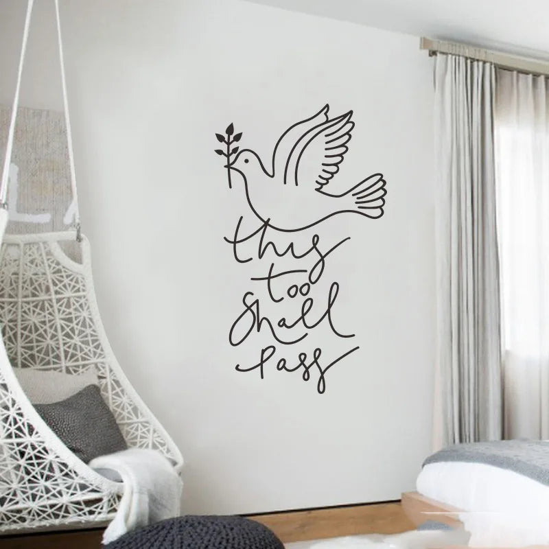 autocollant mural oiseau vol minimaliste adhésif noir texte passegalement résistant eau décoration intérieure moderne