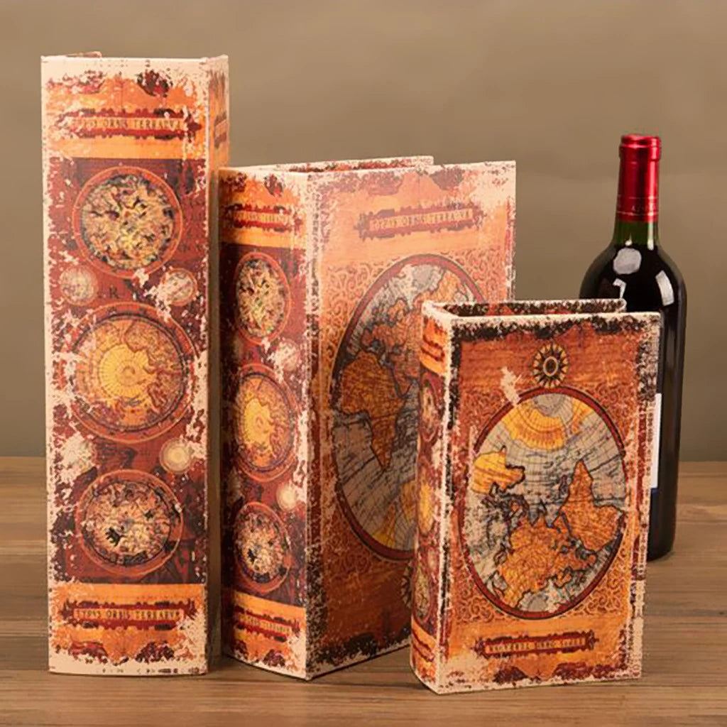 livre décoration vintage marron ornements floraux cartes anciennes boites bijoux organisation maison classique bois