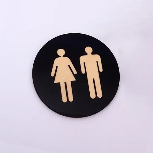 toilette homme femme plaque signalisation adhésive moderne silhouettes noir doré argenté 12cm 15cm 20cmintérieur