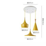 lampes suspendues modernes trois abatjours vert jaune rose blanc minimaliste