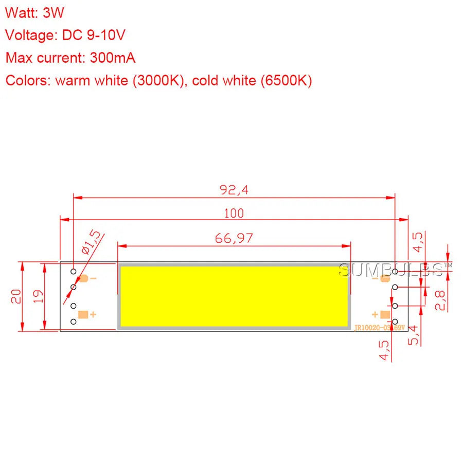 lampe led barre blanc chaud 3000k moderne 100mm 20mm opaques cober stripe