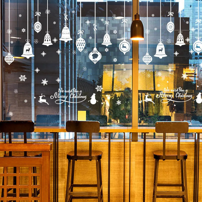 Détail autocollant Noël cloches motif dessin animé blanc