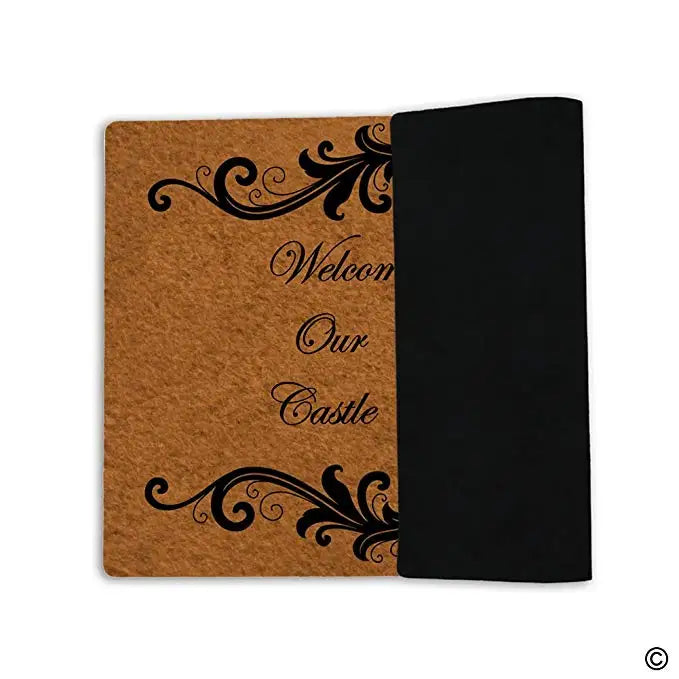 paillasson marron noir antidérapant imperméable résistant antibactéries motif chateau floral