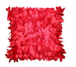 coussin carré brodé motif feuilles moderne poly couleur gris vert rouge violet