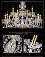 lustre cristal doré transparent classique brillance moderne ampoules semi encastrée