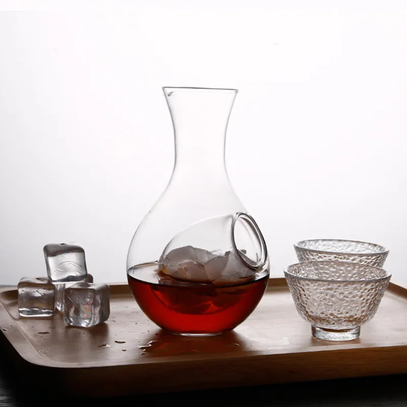 carafe vin verre transparent moderne minimaliste coupes glaçons plateau boisclair