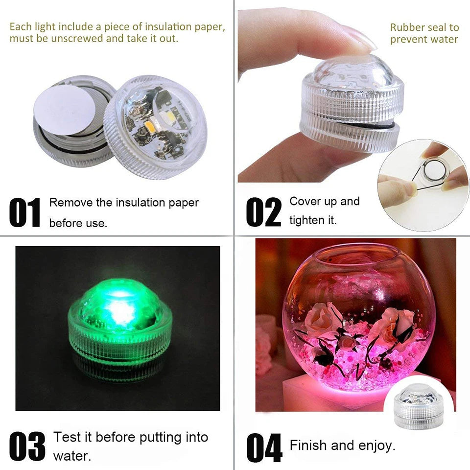 veilleuse led submersible transparente verte bleue blanche rouge points lumineux moderne adhésive piscine chambre