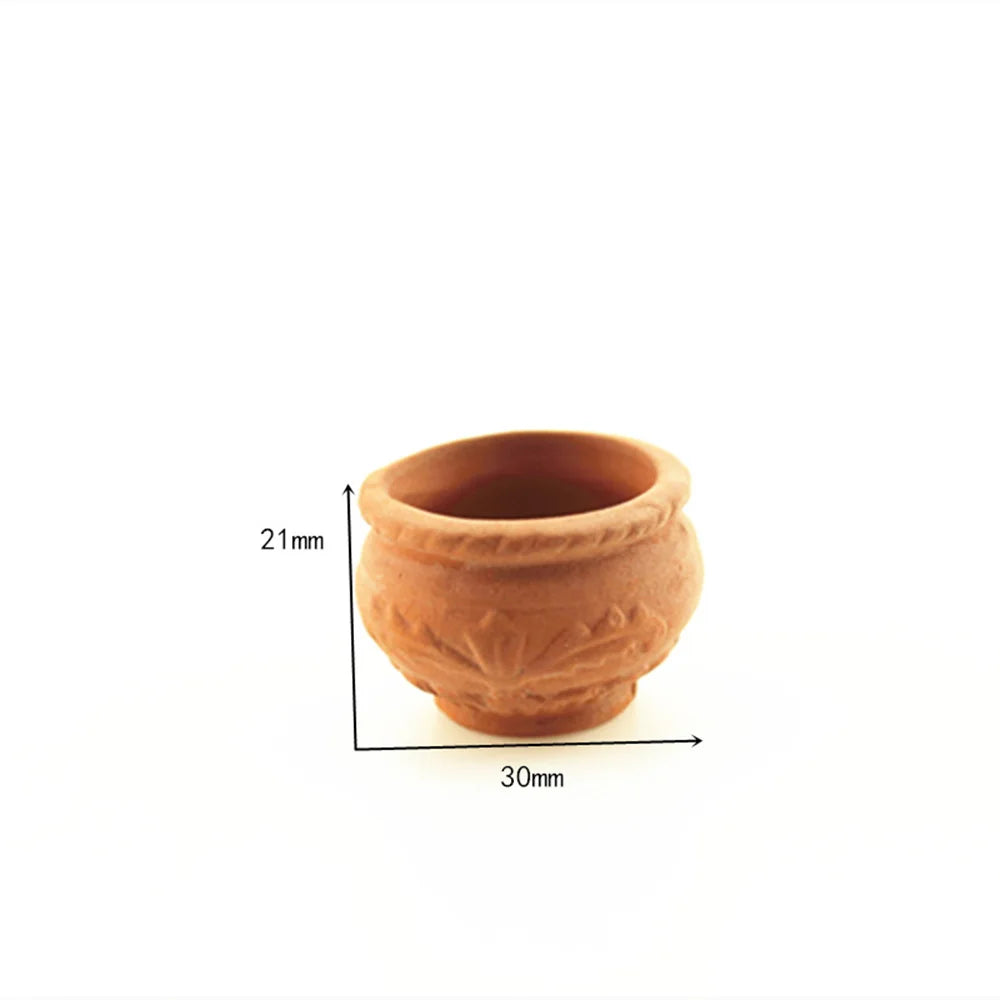 pots ceramique miniature orange motif floral decor maison poupée rustique traditionnel anciennete transporte erotique