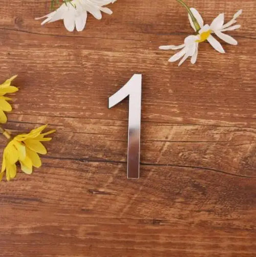 autocollant numéro maison acrylique miroir argenté moderne décoration murale chiffre adhésif brillant