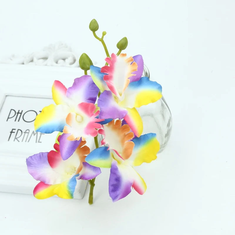 Décoration extérieure mariage bouquet orchidée papillon violet rouge jaune blanc multicolore