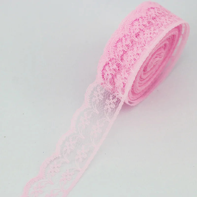 ruban dentelle rose motif floral largeur 20 25 30 40mm élégant emballage cadeau opacité