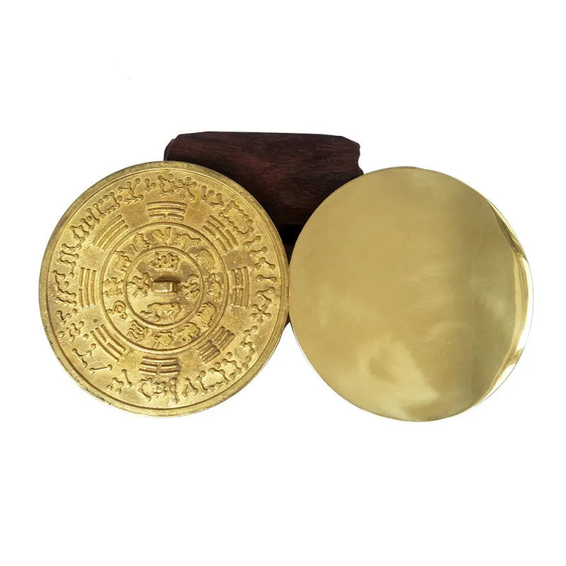 métal doré médaille ornementée symboles figures classique feng shui bague bonne augure
