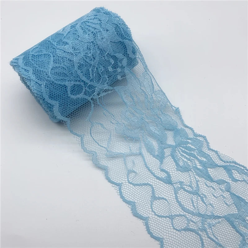 ruban dentelle brodé yards largeur 80mm polyester motifs floraux classique noir rouge vert bleu