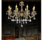 lustre doré cristaux pendants transparents classique baroque élégant led suspendu