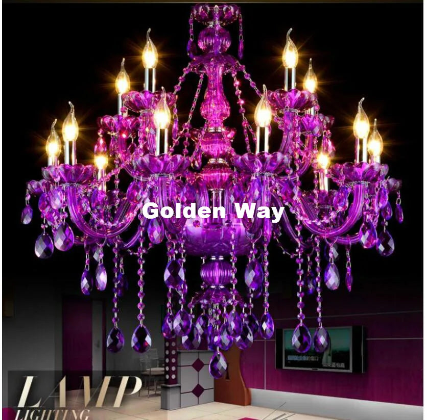 lustre cristal violet transparent classique encastrée led 90v 260v e14 art deco