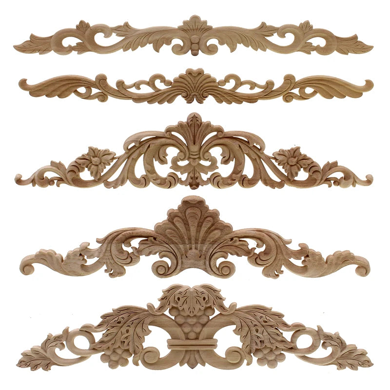 applique murale bois massif sculpture florale décorative baroque rétro naturel beige