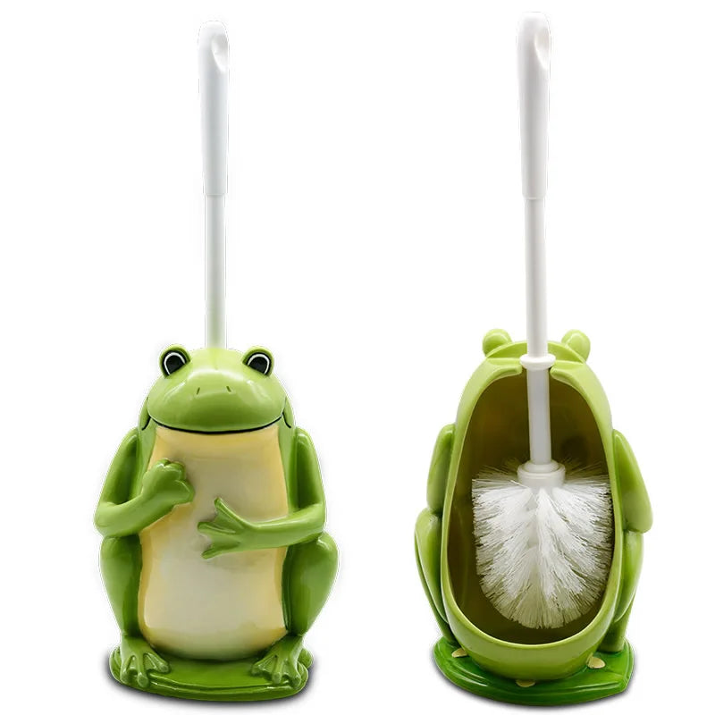 porte brosse toilette mignon grenouille verte jaune brillant nickel ceramic salle bainDecoration