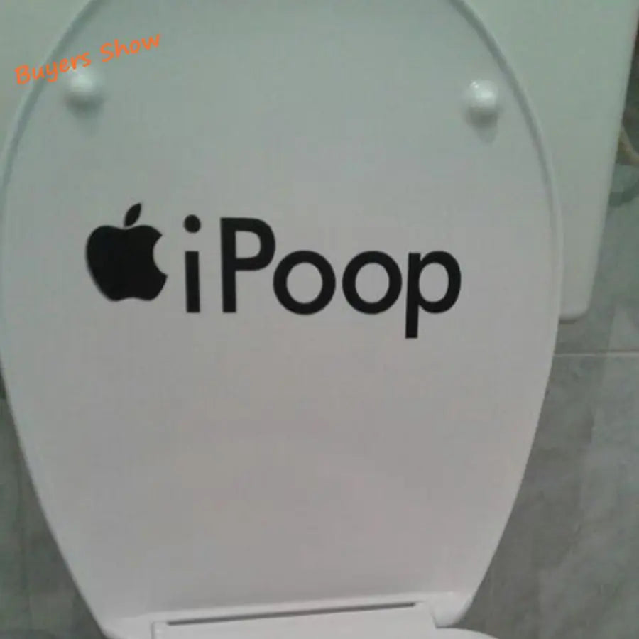 décoration salle bains autocollant toilette moderne poop vinyle blanc mat waterproof