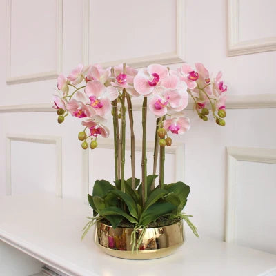décoration intérieure orchidée artificielle latex blanc rose violet moderne sans vase
