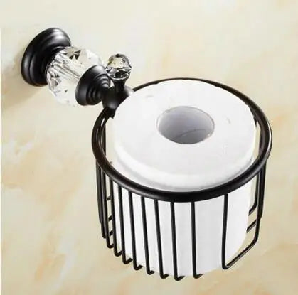 accessoires salle bain laiton noir cristal porte serviettes porte papier porte gobelets vaisselle