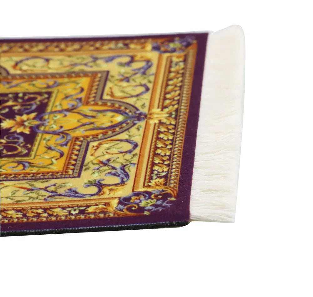 tapis ornements floraux motifs géométriques franges bordures classique rouge bleu violet or blanc