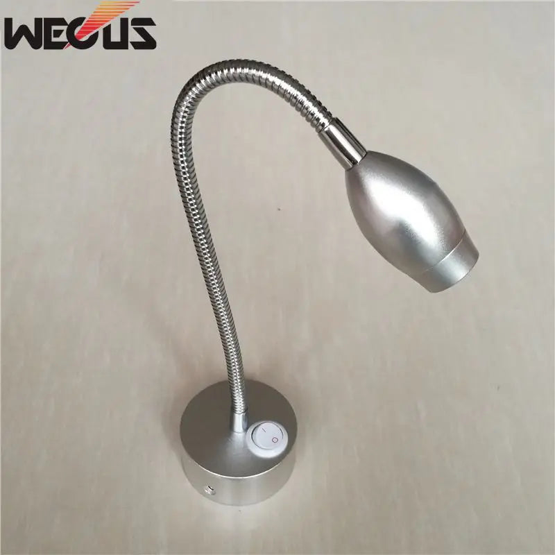 lampe murale moderne led 3w argentée lampe chevet minimaliste col cygne fixée mur