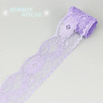ruban dentelle fleurs bleu rose vert violet classique polyester translucide emballage décorationstituição