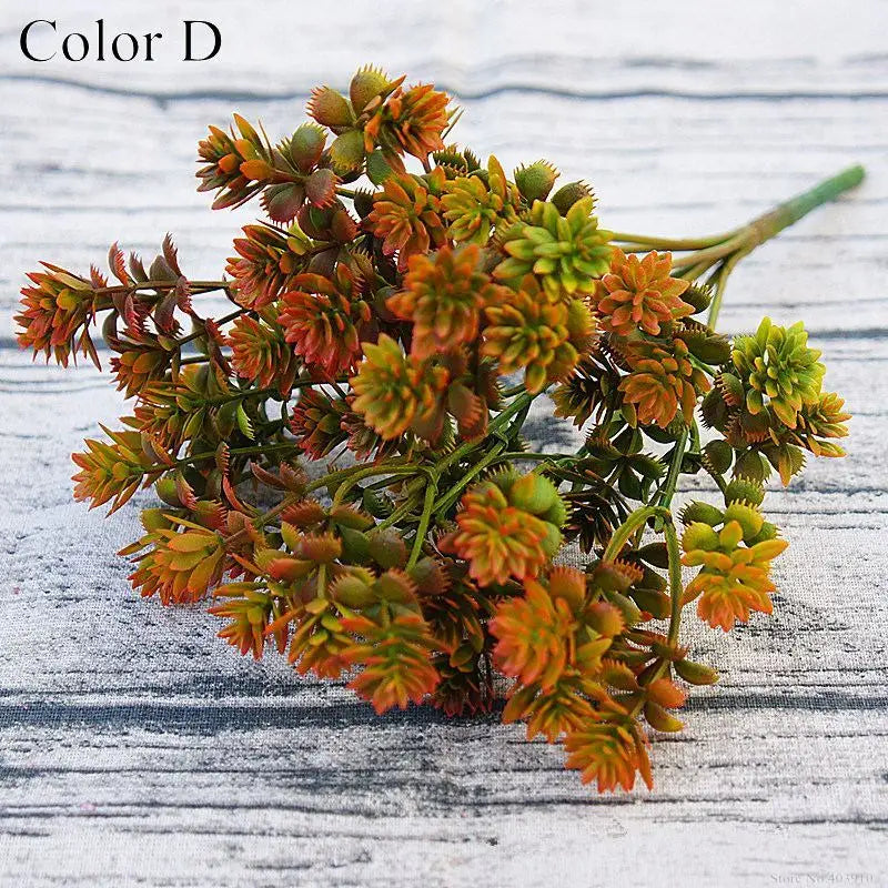 bouquet fleurs artificielles succulentes plastique vert violet orange marron bleu naturel intérieur decoration