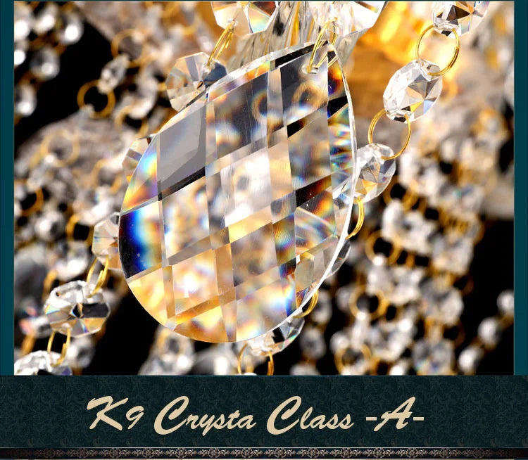 lustre or transparent cristal strass classique led éclairage semi encastré art déco