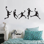 sticker mural adhésif pvc résistant eau silhouettes athlètes mouvement noir chambre salon