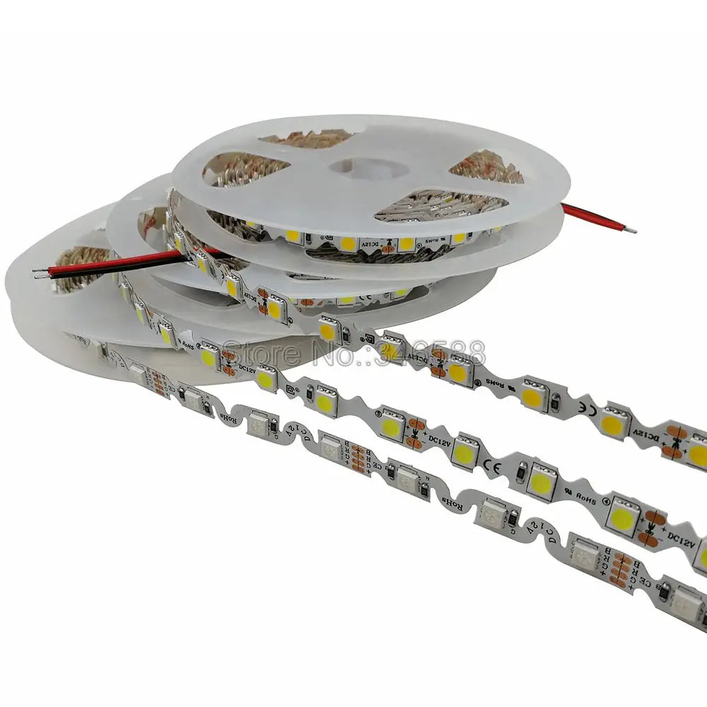 ruban led flexible blanc smd 12v 24v rgb warm white 5m 60leds/m carrés lumineux