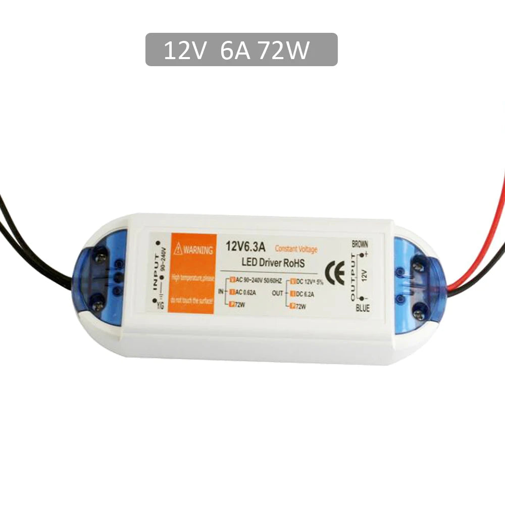 alimentation led 12v 100w 5v 100w 72w blanc bleu modernes transformateurs éclairage câbles certifications