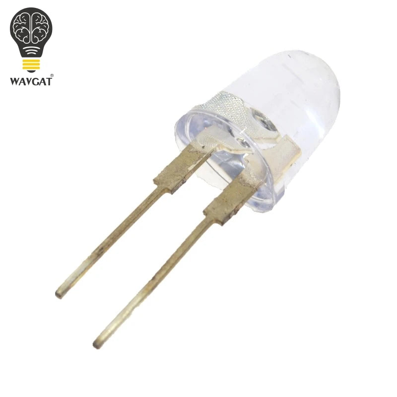 diodes led ultra lumineuses 10mm blanc transparent 150ma 0.75w rondées