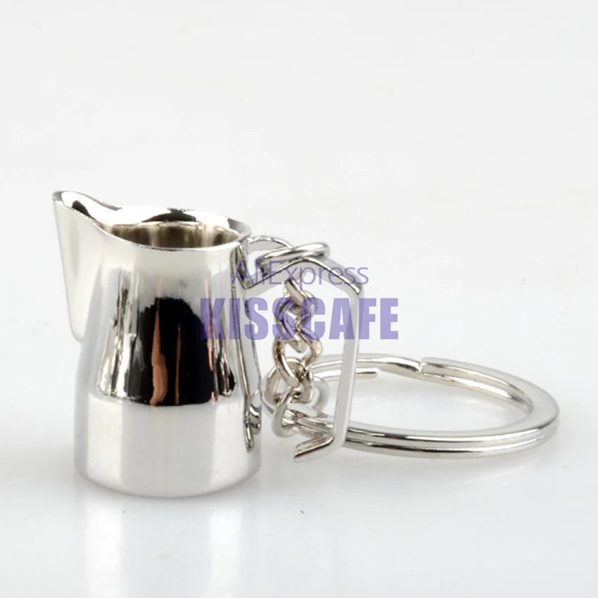 porte clés réaliste métal tampé moulin cafetière italienne théière bouilloire noir marron cuivre argenté
