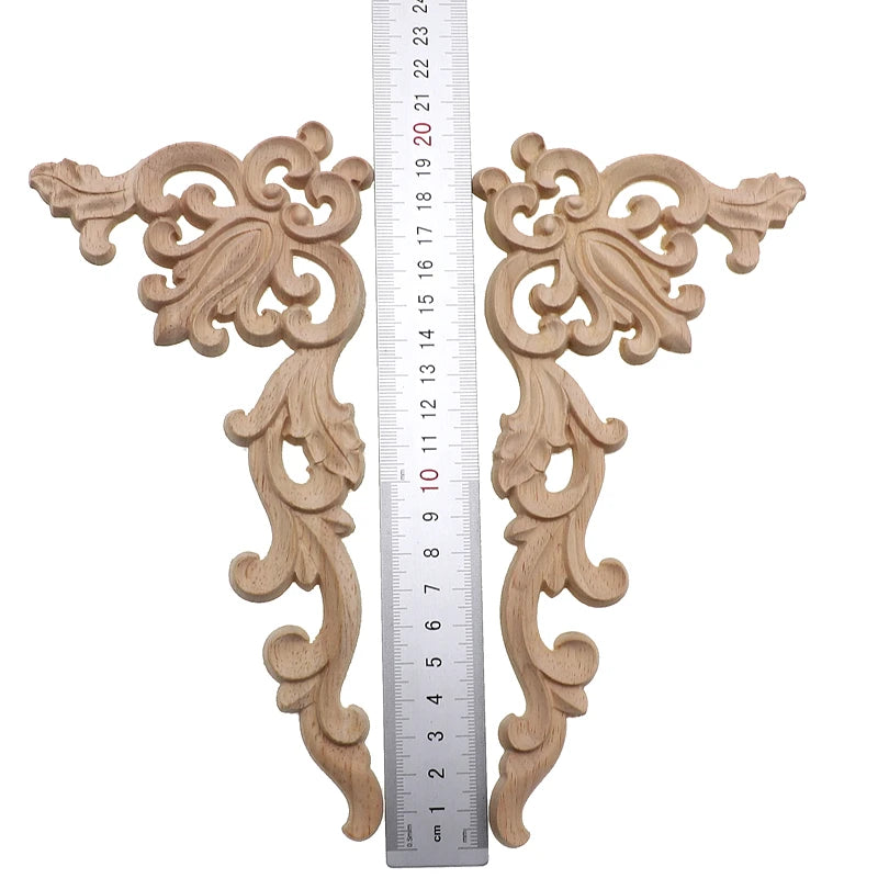 applique murale bois sculpté fleurs volutes baroque décoration murale moderne 20x10cm
