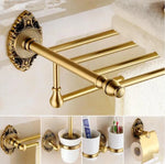 ensemble porte serviettes salle bain doré ornements décoratifs classique porte brosse dents porte verre