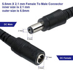 câble électrique extension 12v dc 1m 2m 5m 10m 20m connecteur 5.5mm 2.1mm noir