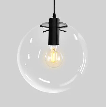 suspension lumineuse moderne sphérique transparente câble suspendu chambre salon étude 15cm 20cm 25cm 30cm