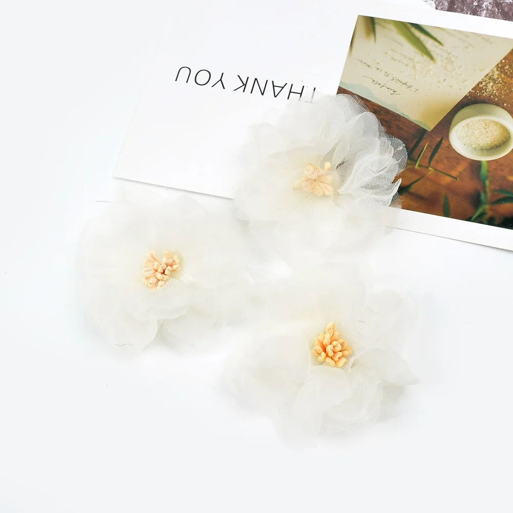 fleurs artificielles tulle pivoine blanche rose décoration intérieure mariage anniversaire baby shower clips fixations
