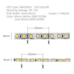 ruban led flexible 5m blanc chaud froid 120leds/m adhésif modernes 4mm 8mm pcb