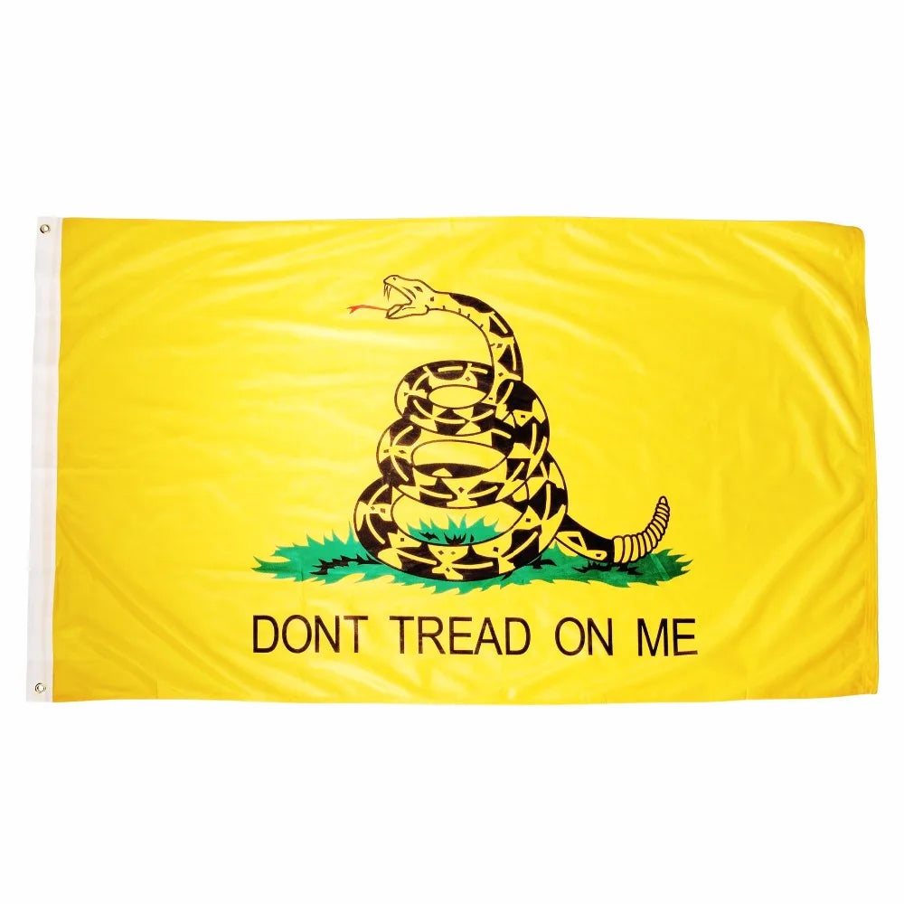 drapeau jaune noir serpent tread on me dorés bordure blanche classique patriotiqueextérieur Polyester