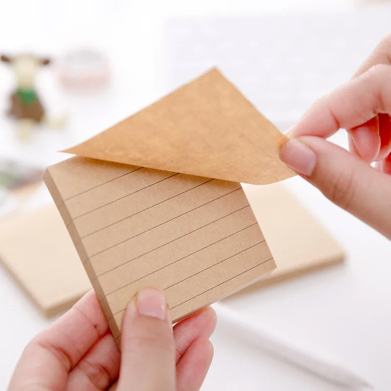 autocollants bloc notes marron clair kraft lignes horizontales simple rustique diy réutilisable surface adhésive