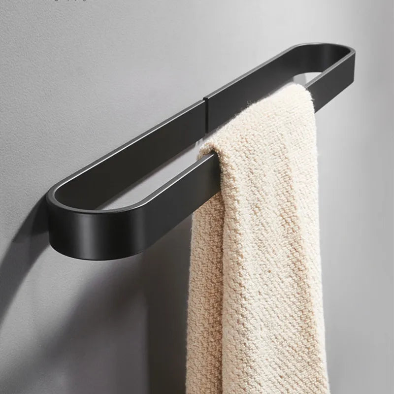 porte serviettes mural aluminium noir moderne 50cm fixations serviette salon cuisine