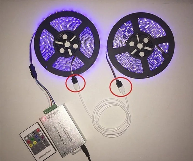 câble électrique extension connecteur led rgb 5050 3528 24v blanc noir adhésif modernes 1m